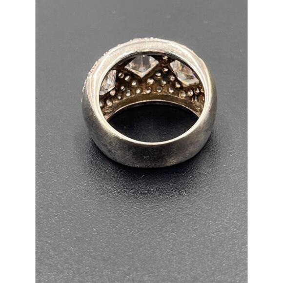 DBJ Designer Ladies Sterling Silver Rhinestone Cocktail Jewelry Ring Size 8.25 - Picture 9 of 11